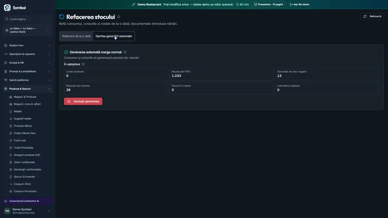 Oprirea generării automate